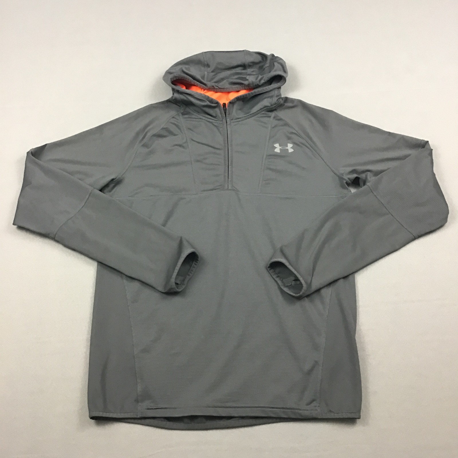 Under Armour Sweater Men Small Gray Solid Running Top ColdGear Pullover Hood S gallery
