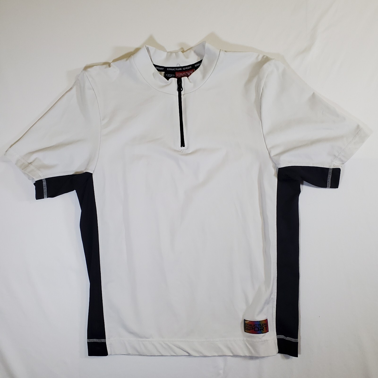 Structure Sport White Black USA Made VTG 90s Y2K Medium 1/4 Zip Jersey Sport gallery