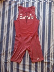 NWOT NIKE Pro Elite Qatar Speedsuit Large Men’s Red White Running Track & Field