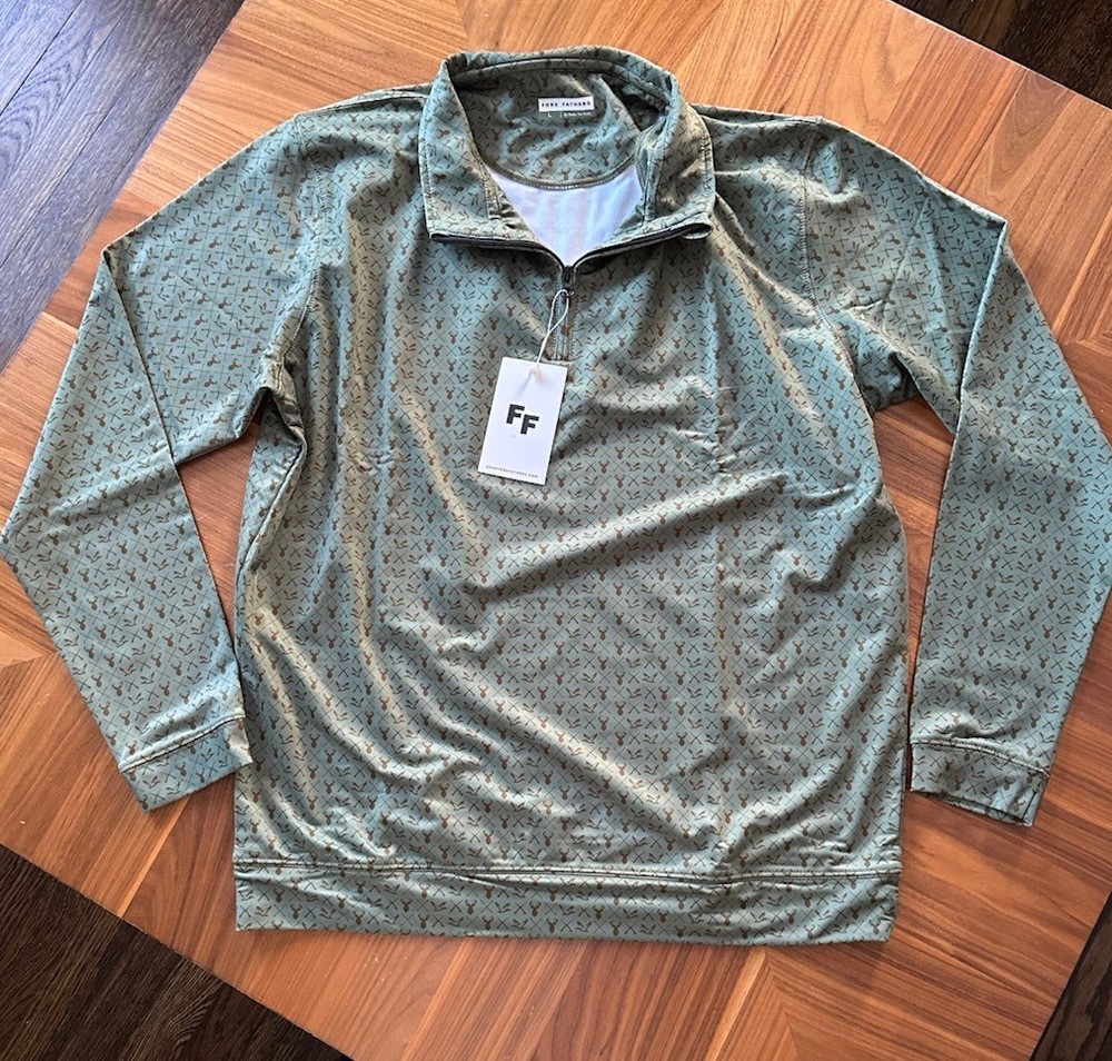 Fore Fathers 1/4 Zip Pullover Mens L Duck Deer Hunting Print | NWT Golf