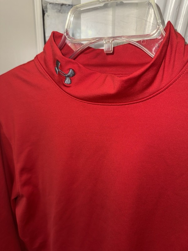 Under Armour Men’s M Medium RED Cold Gear Long Sleeve Mock Shirt BASE LAYER gallery