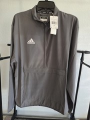 adidas Men’s M Gray Solid Logo 1/4 Zip Pullover Long Sleeve Stand-Up Collar Top