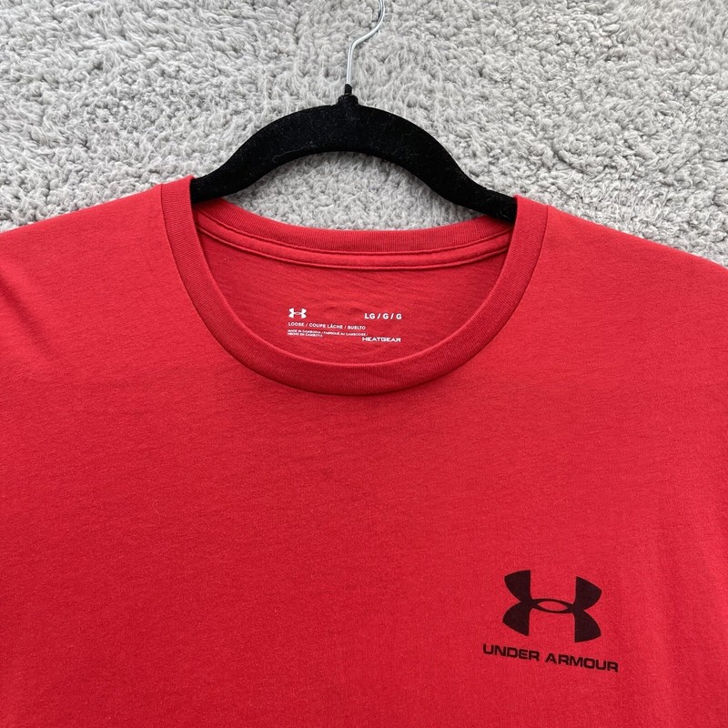 Under Armour Project Rock Tee Men Extra Large XL Red Loose Heatgear Activewear gallery