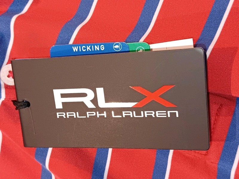 RALPH LAUREN RLX MENS S/S RED WHITE BLUE STRIPE GOLF POLO SHIRT XL $98 BRAND NWT gallery