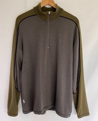Icebreaker Sport 320 Gray Olive Men’s 100% Merino Wool 1/4 Zip Pullover Large