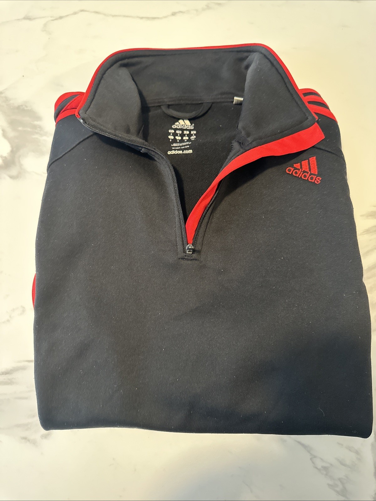 Adidas Quarter Zip Black And Red Pullover Size S gallery