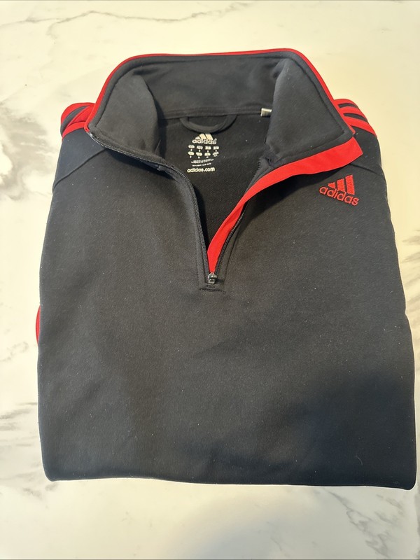 Adidas Quarter Zip Black And Red Pullover Size S gallery