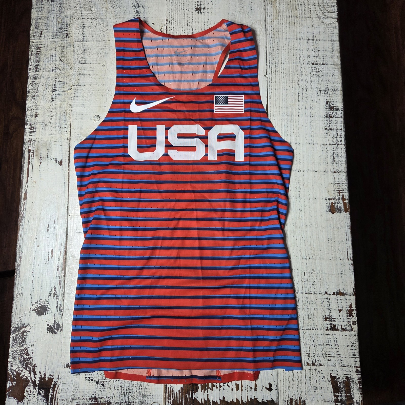 Nike Pro Elite Team USA Track & Field Running Red Blue Singlet AO8502-602 Sz S gallery