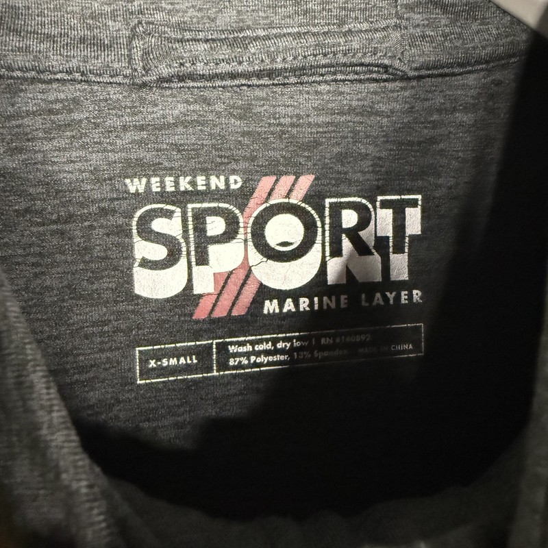 Marine Layer Weekend Sport 1/4 Zip Pullover Mens XS Gray Performance Stretch gallery