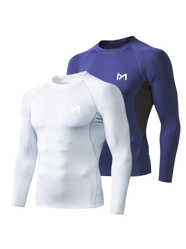 2X Men Compression Long Sleeve Muscle Shirts Workout Gym Sports Running Dry Cool gallery