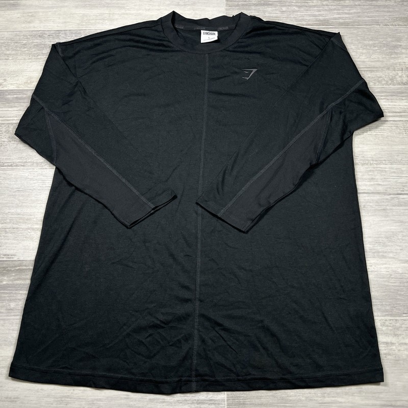 Gymshark T-Shirt Men’s Large Black 3/4 Sleeve Gym Train Workout Exercise Run New gallery