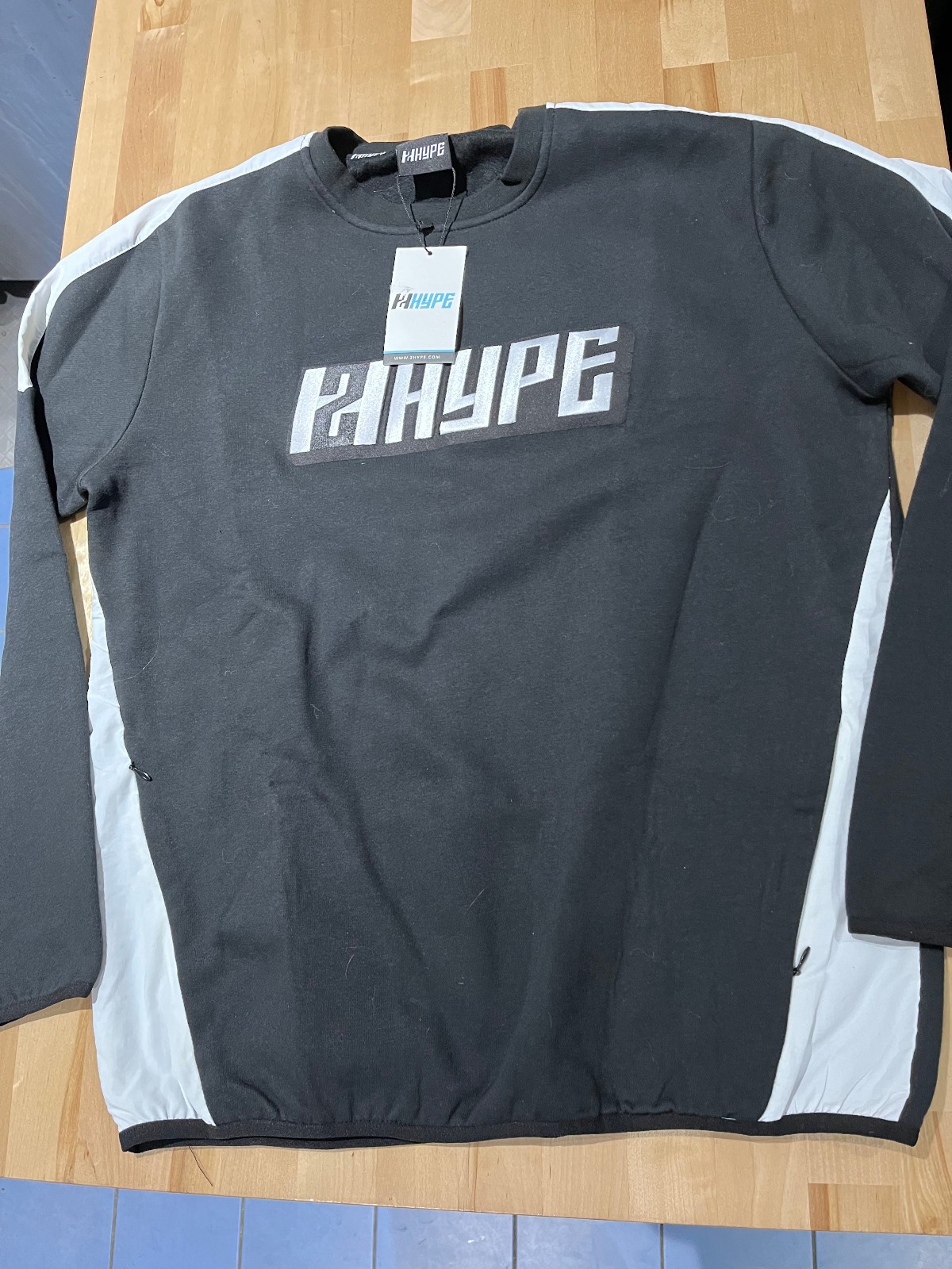 2Hype Men's S BLACK w/ White Stripes Long Sleeve Sweatshirt - NEW gallery