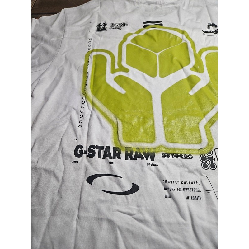 G Star Raw Mens T Shirt White Yellow Size Large gallery