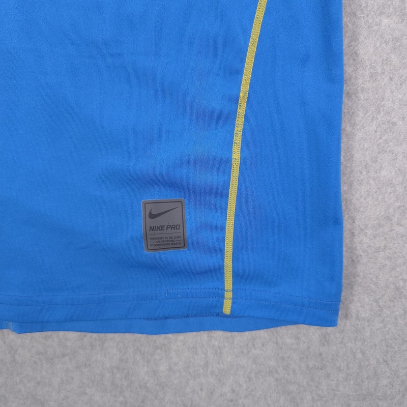 Nike Pro Dri-Fit Fitted Blue Athletic Stretch Gym Workout Shirt Mens Medium gallery