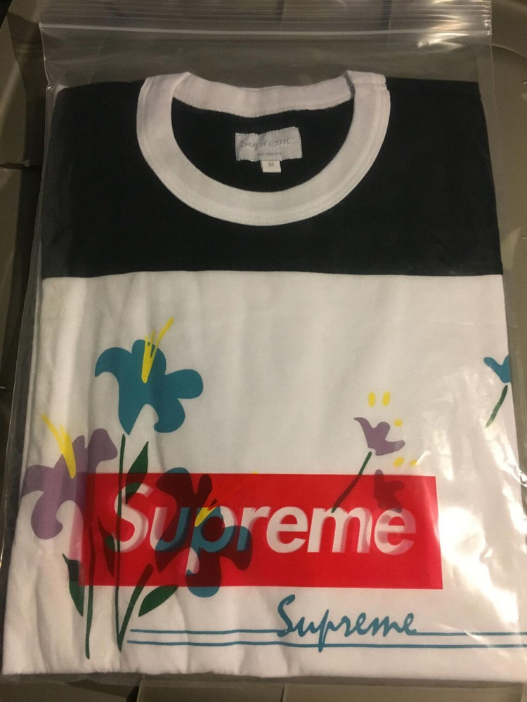 Supreme Flower Football Top Black Medium Shirt Jersey SS16