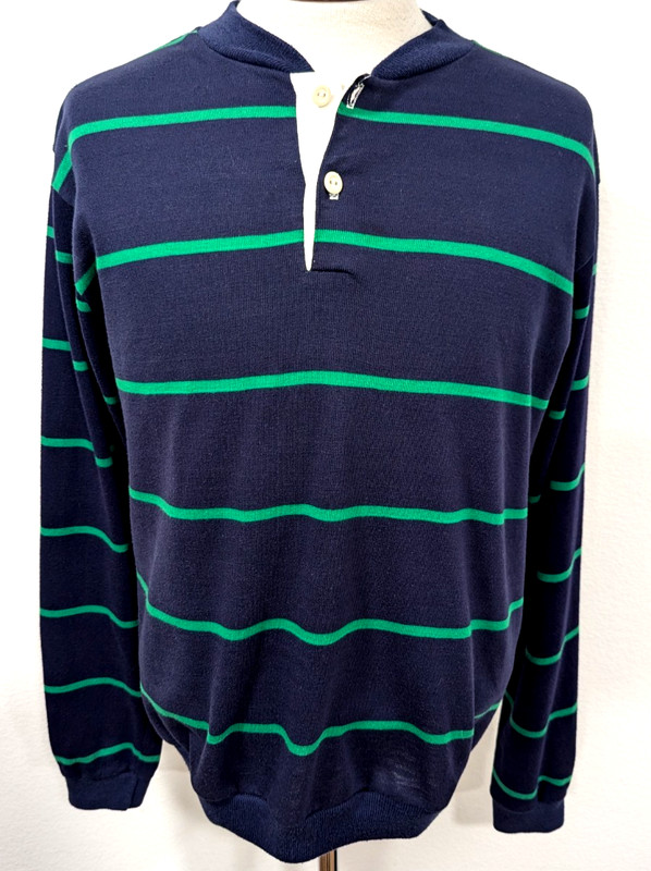 Vtg 80s 90's CAMPUS Rugby Henley Shirt Striped American Action Gear Size L EUC * gallery