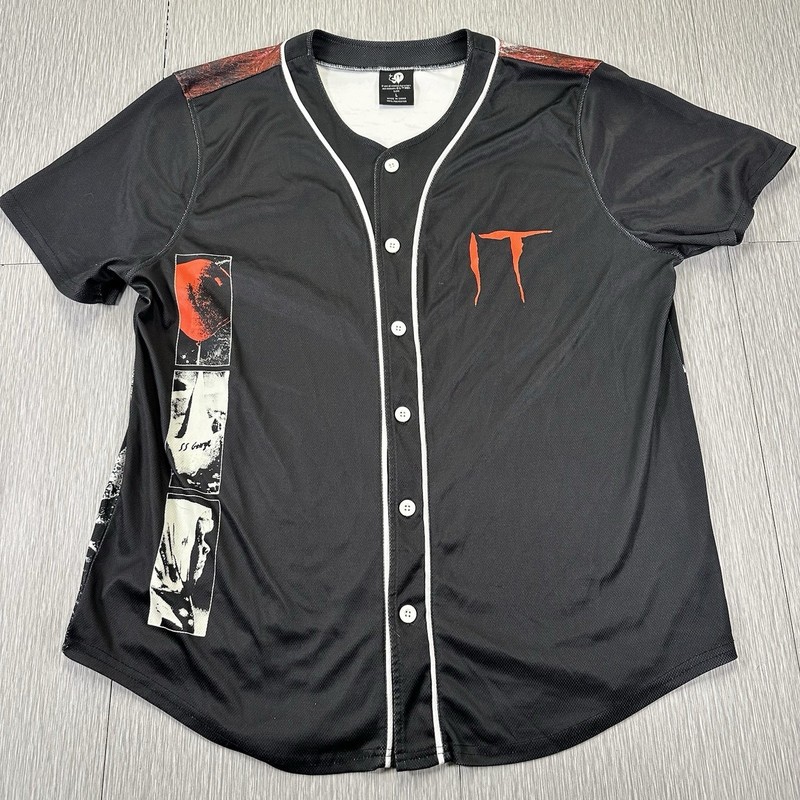 Halloween IT Horror Baseball Jersey Shirt Size Large Movie Themed Shirt - Clown gallery