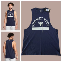 Under Armour Project Rock Payoff Tank Top Sleeveless Men’s Sz XL Navy Blue New