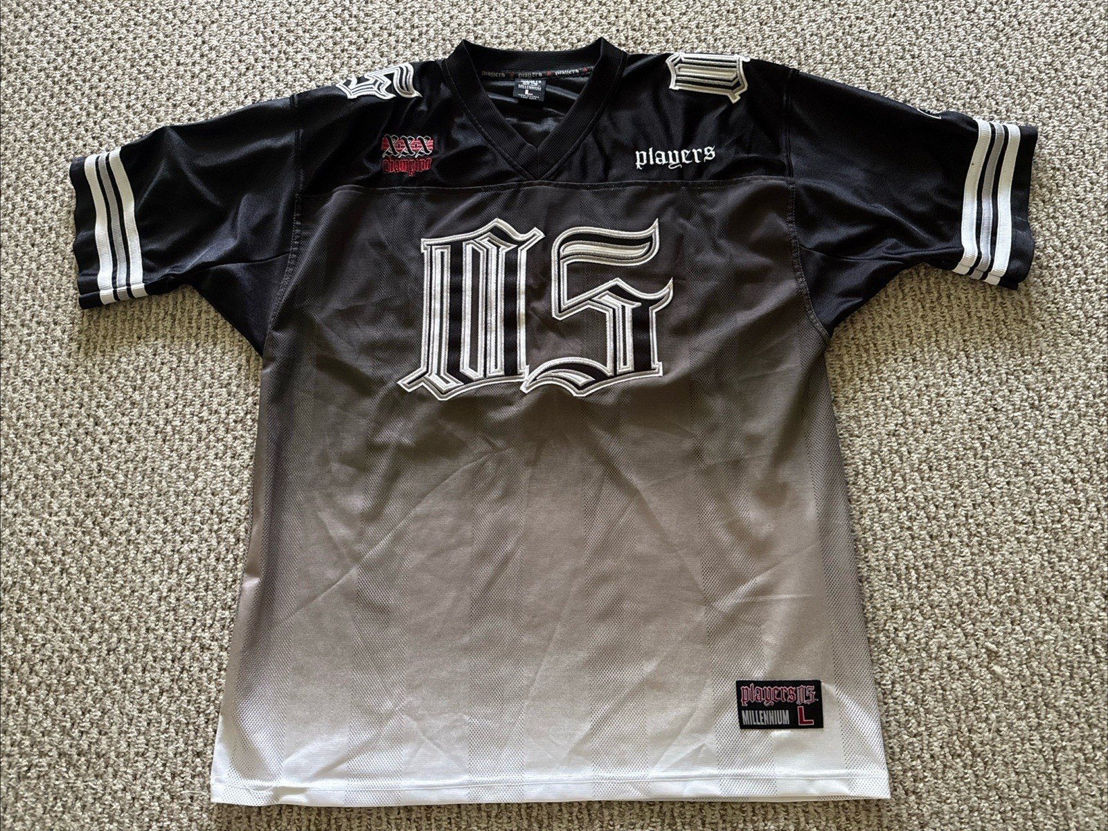 Players Millennium L Men's Graphic Print Jersey Black Mesh V-Neck gallery