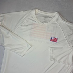 Huk Fishing Shirt Mens XXL White Long Sleeve American Flag Performance Tee Logo