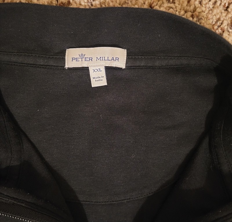 Peter Millar 1/4 Zip Pullover Mens 2XL Black Golf Performance Cotton Blend gallery