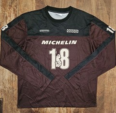 Michelin BMX Jersey Shirt Mens Large Brown Black Long Sleeve Michelin Man