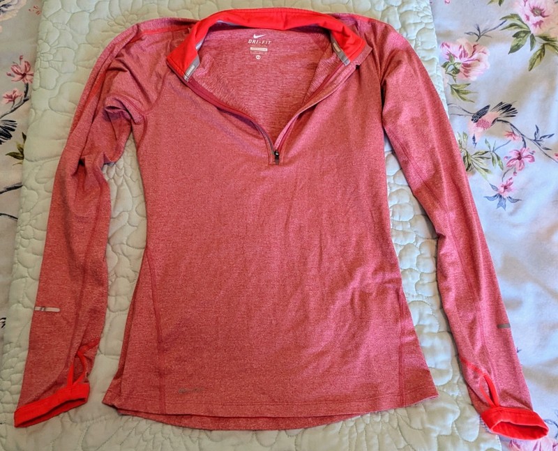 Nike Dri fit Element Marathon 1/2 Zip Running Top Womens Long Sleeve Orange RUN gallery