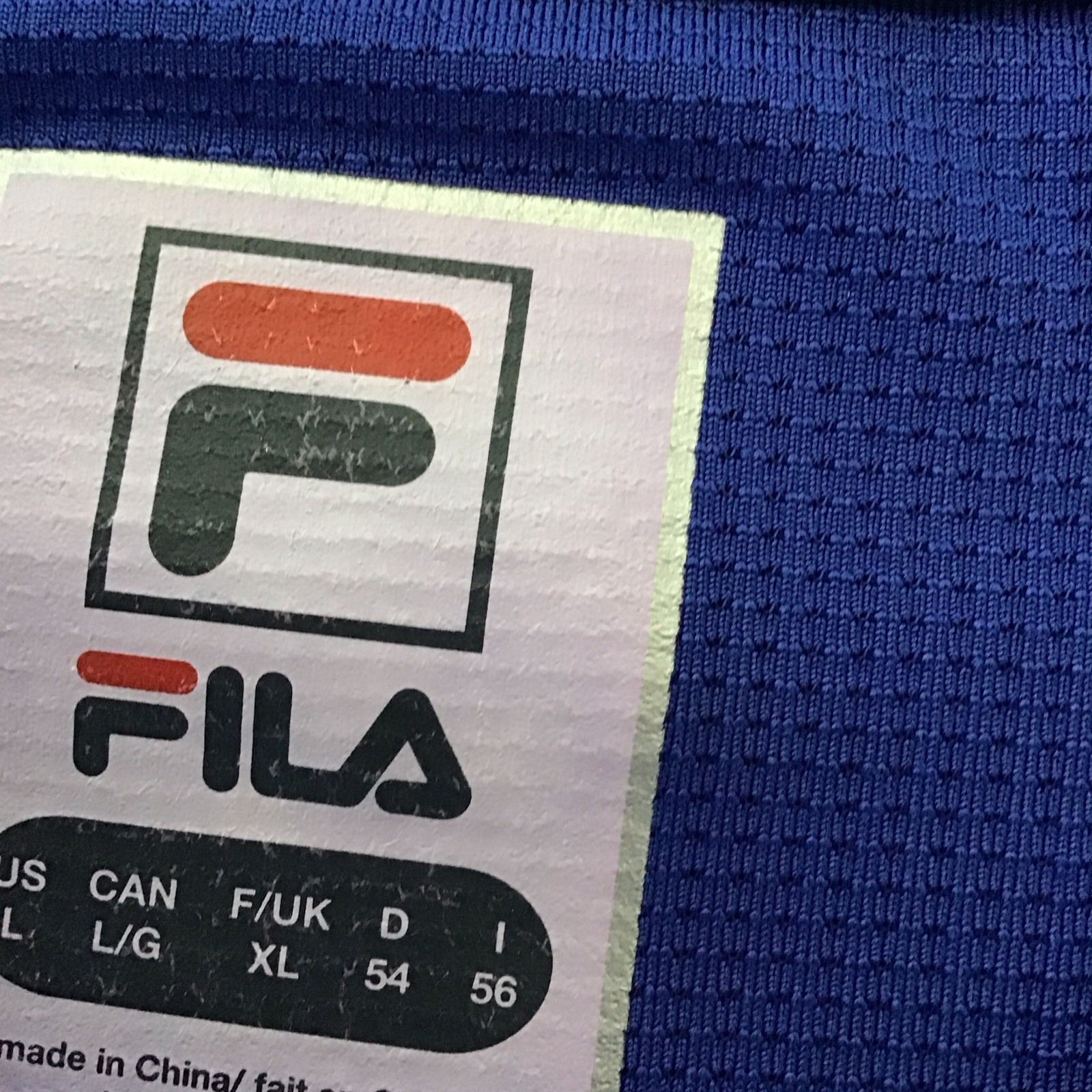 FILA Men's L Blue White Red Colorblock Mesh Breathable Logo Crew Neck T-Shirt gallery