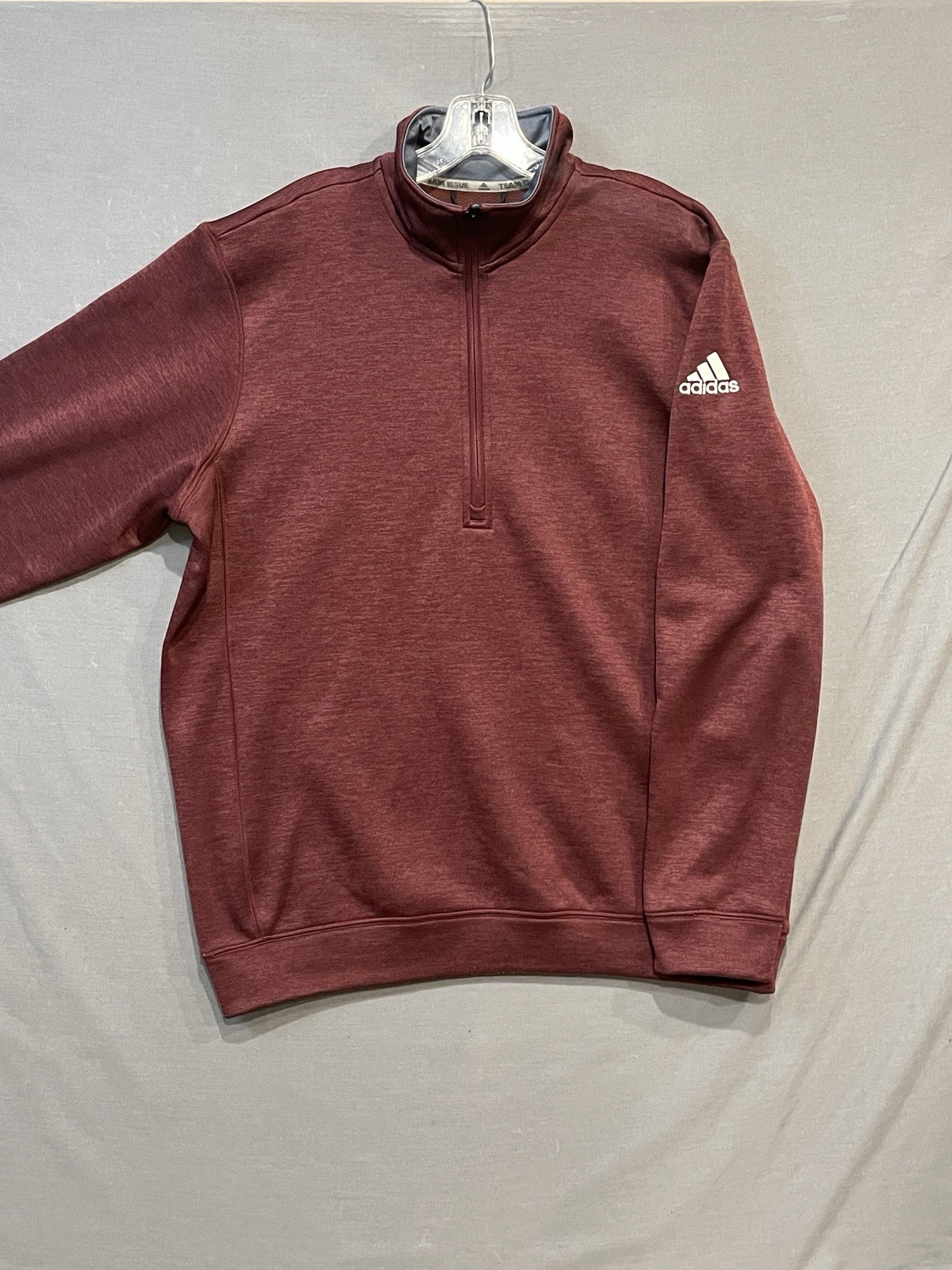 Adidas Team Issue 1/2 Zip Fleece Mens Large Burgundy Golf Pullover High Neck gallery