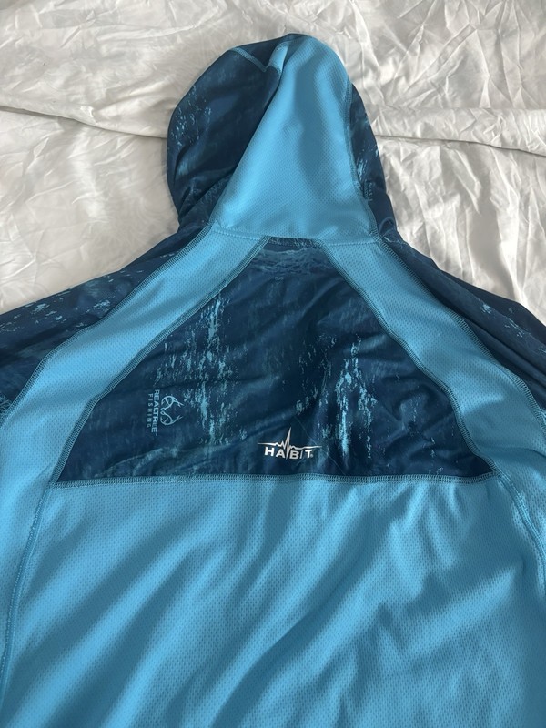 Blue Patterned Habit Solar-Factor UPF 40+ Hooded Long Sleeve Men's L Large gallery