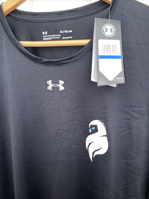 NWT Under Armour HeatGear Black Shirt Mens XL White Eagle Blue Eye Left Side gallery
