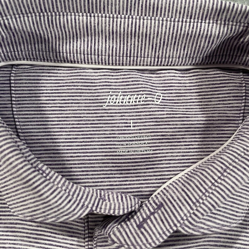 Johnnie-O Short Sleeve Golf Performance Polo Purple Striped Mens Size Large EUC gallery