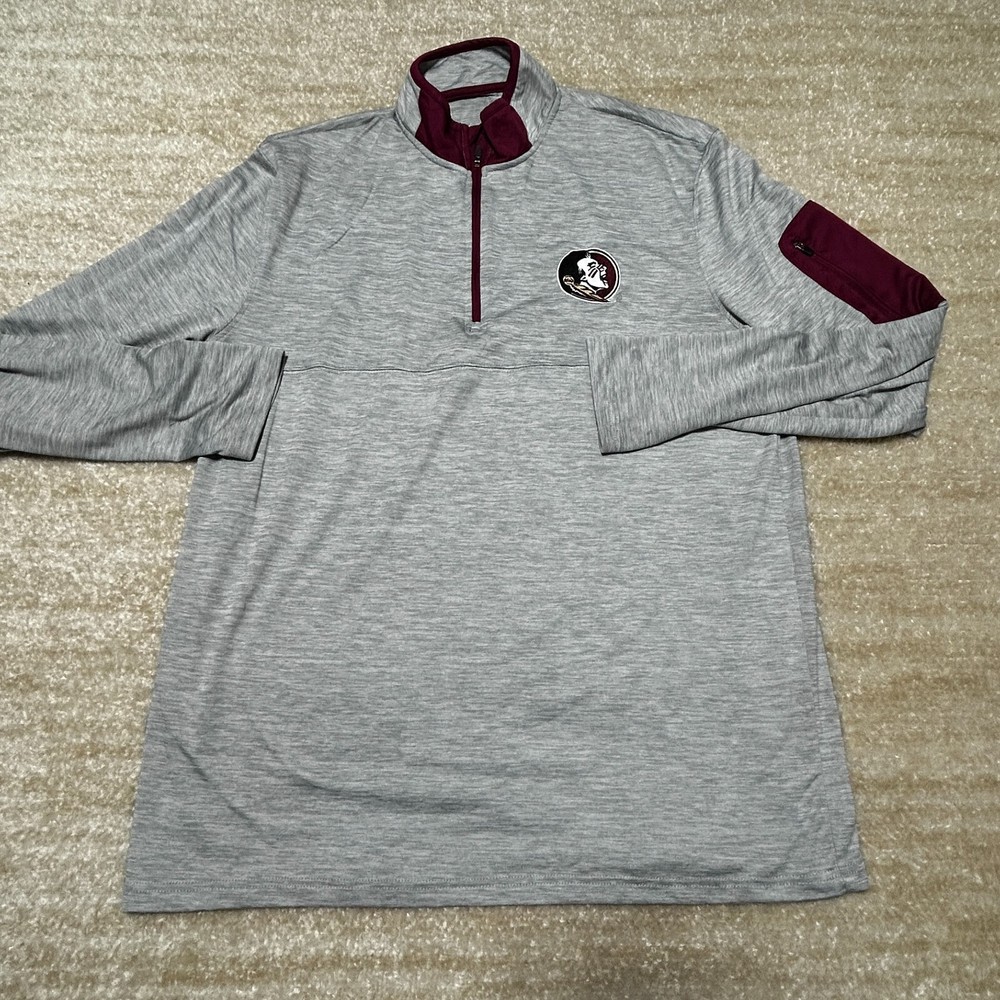 Colosseum Pullover Mens Large Gray Quarter Zip Seminoles Utility Streetwear Core