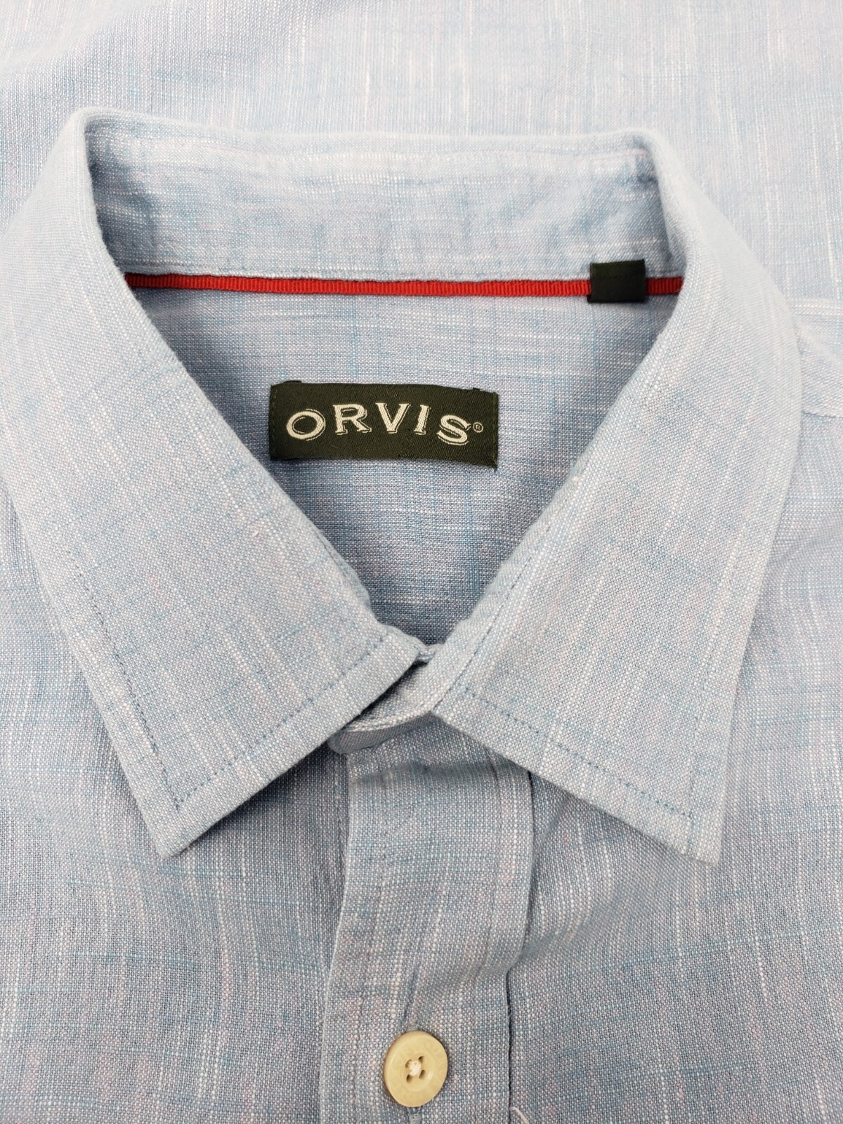 Orvis XL Button Front Shirt with Pocket 100% Cotton Short Sleeve Made in India gallery
