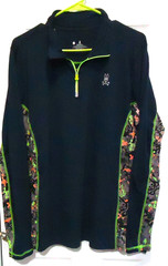 Psycho Bunny Pullover 1/4 Zip Performance Shirt Men’s L Neon Camo Side Panels