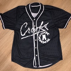 Crooks & Castles Y2K Baseball Jersey Black White Button Mens Size Medium