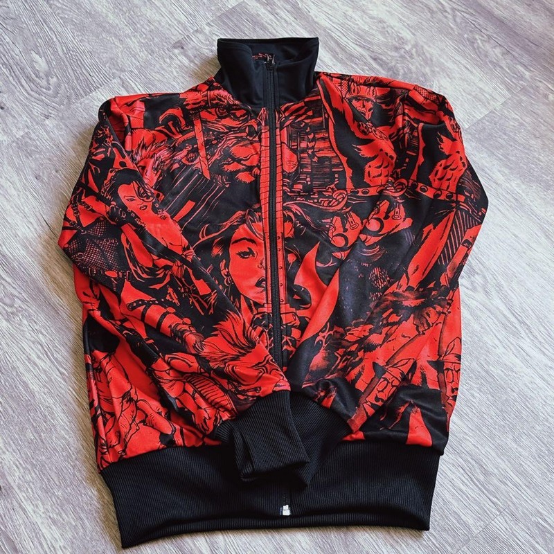 Adidas Originals DARK Horse COMICS Reversible Track Jacket Black Red Kanji XS gallery