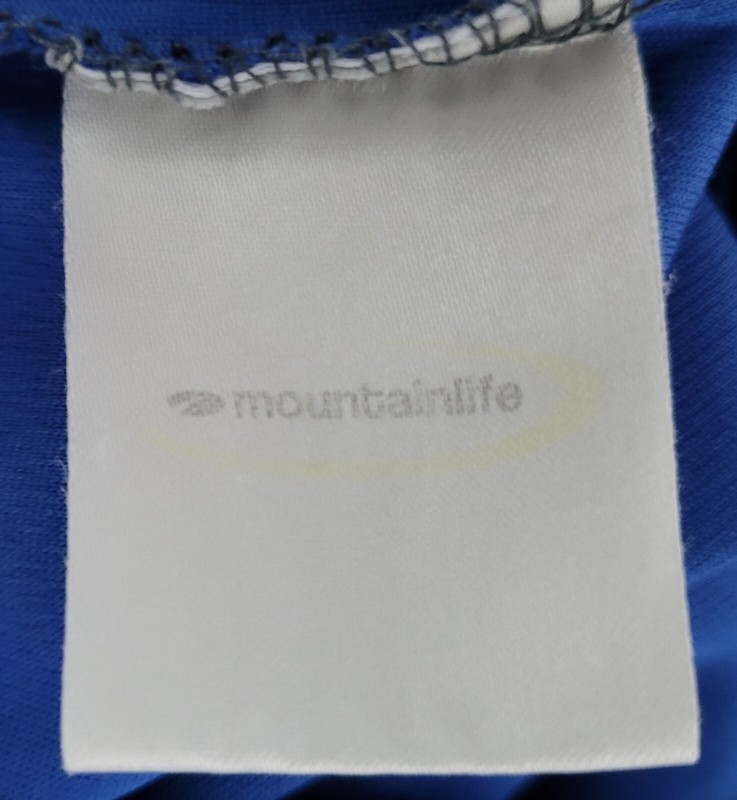 Mens MOUNTAIN LIFE T Shirt Blue Grey Medium Raglan Long Sleeved Hiking Walking gallery