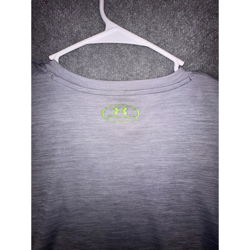 Under Armour Mens Tech 2.0 Long Sleeve Shirt Heather Grey Lime Green Logo XL gallery