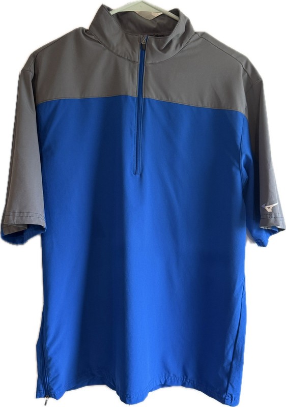 Mizuno Baseball Pullover Warmup Jacket 1/4 Zip Mens S Blue Gray Short Sleeve gallery