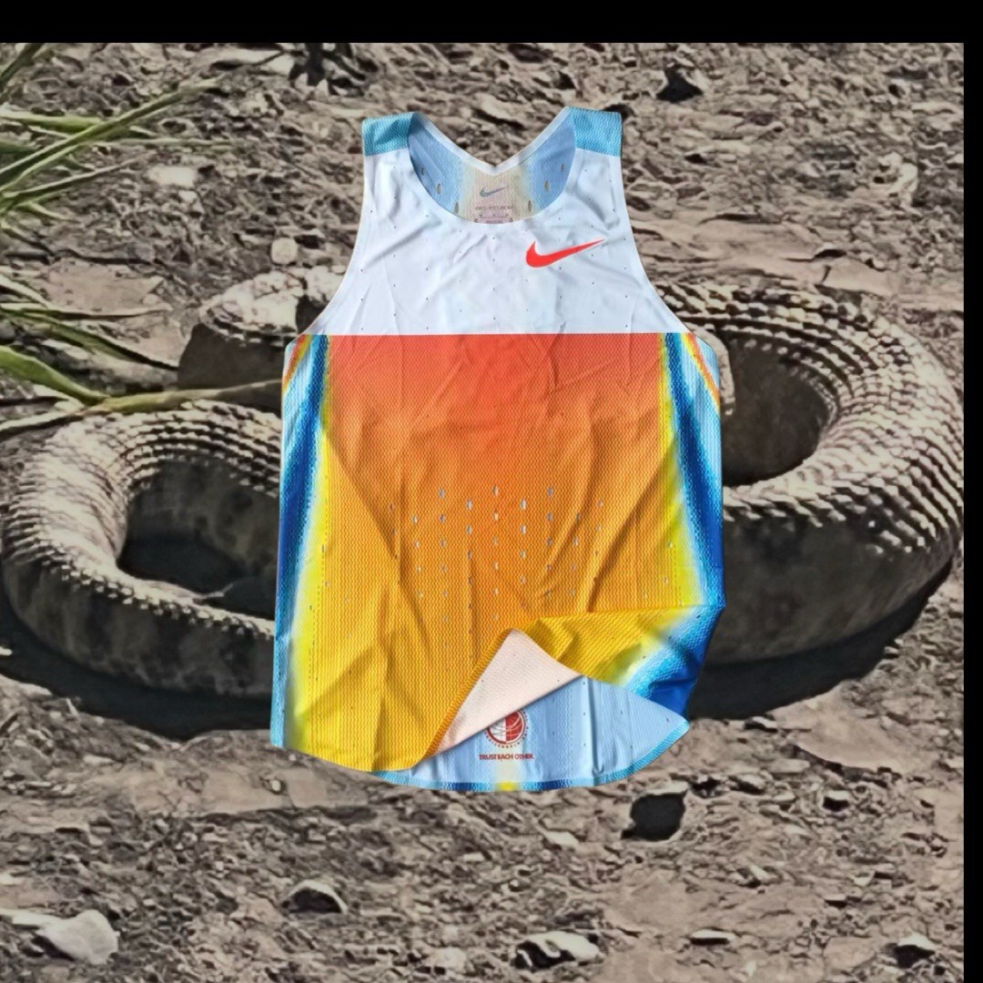 Nike Pro Elite AeroSwift Gradient Racing Singlet Blue/Orange Men's Large NWT gallery