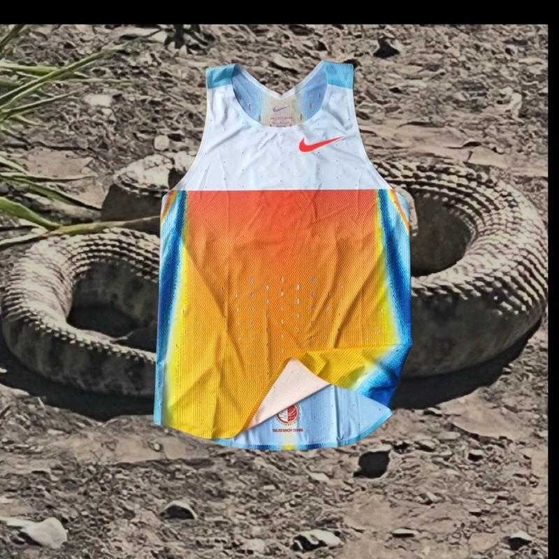 Nike Pro Elite AeroSwift Gradient Racing Singlet Blue/Orange Men's Large NWT gallery