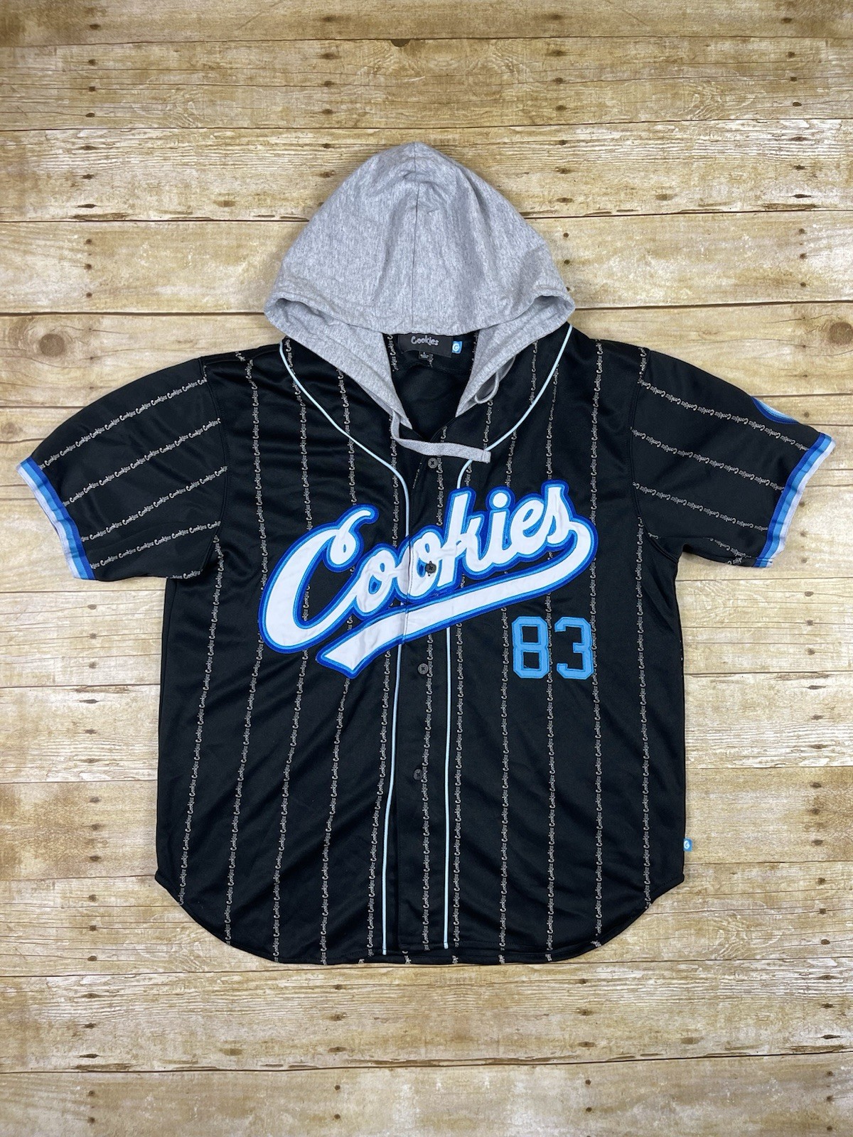 COOKIES PUTTIN' IN WORK HOODED BASEBALL JERSEY BLACK SIZE L gallery