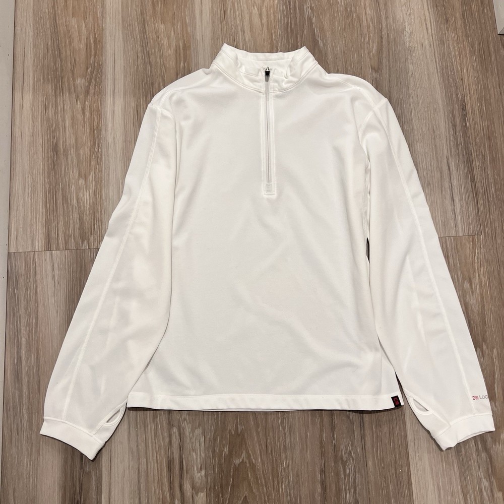 Alpine Design DRI-LOGIC Pullover White 1/4 Zip Long Sleeve Men's L Thumb Holes