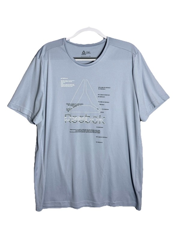 Reebok Speedwick Delta Triangle Work Out L. Grey Blue Tee Shirt Mens Size 2X gallery