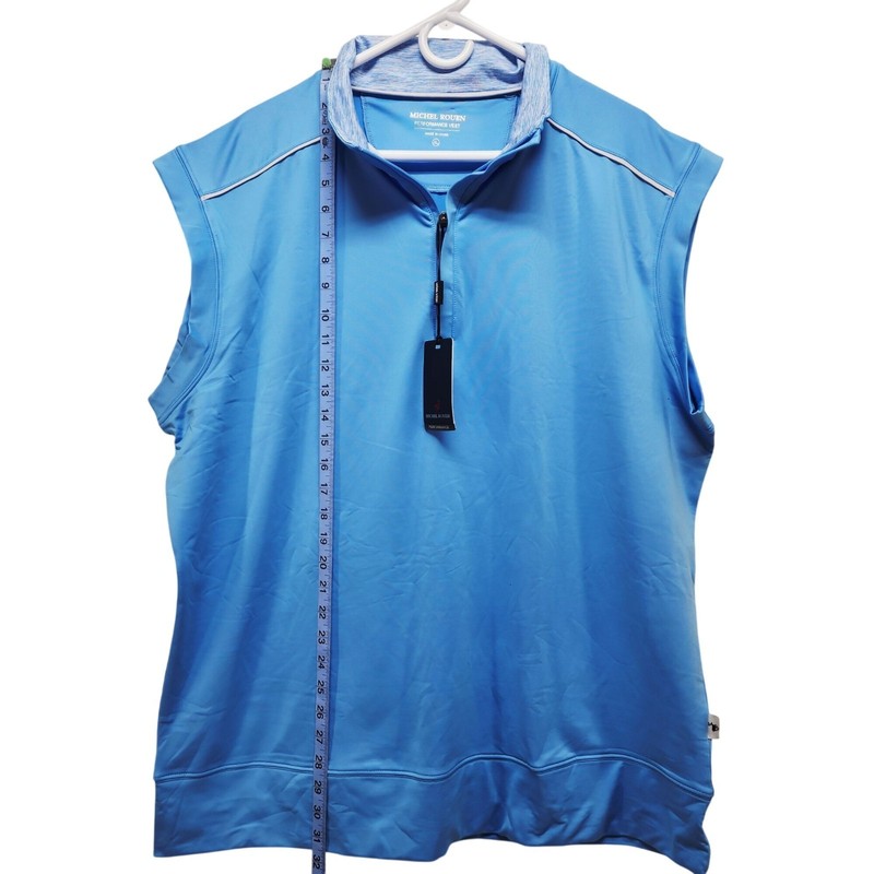 Michel Rouen Mens Size XL Light Blue Performance Vest Zip Neck Activewear gallery