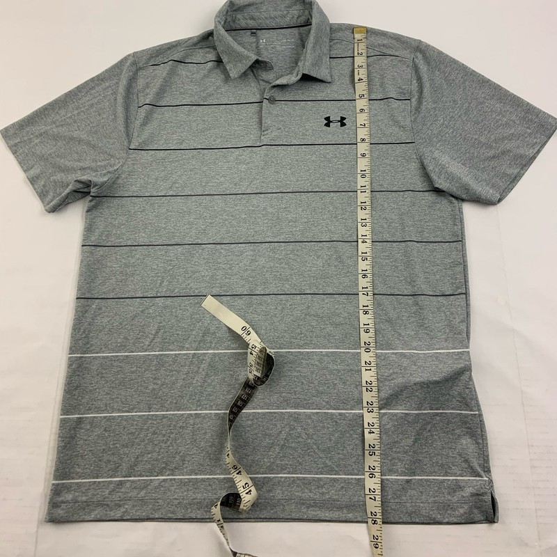 Under Armour Coolswitch Pivot Polo Shirt Gray Stripe Mens L Short Sleeve gallery