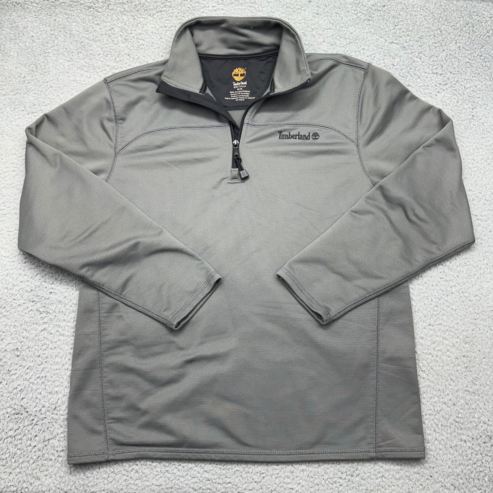 Timberland 581E110 Mens Medium 1/4 Zip L/S Gray M Tech Fleece Pullover Shirt gallery