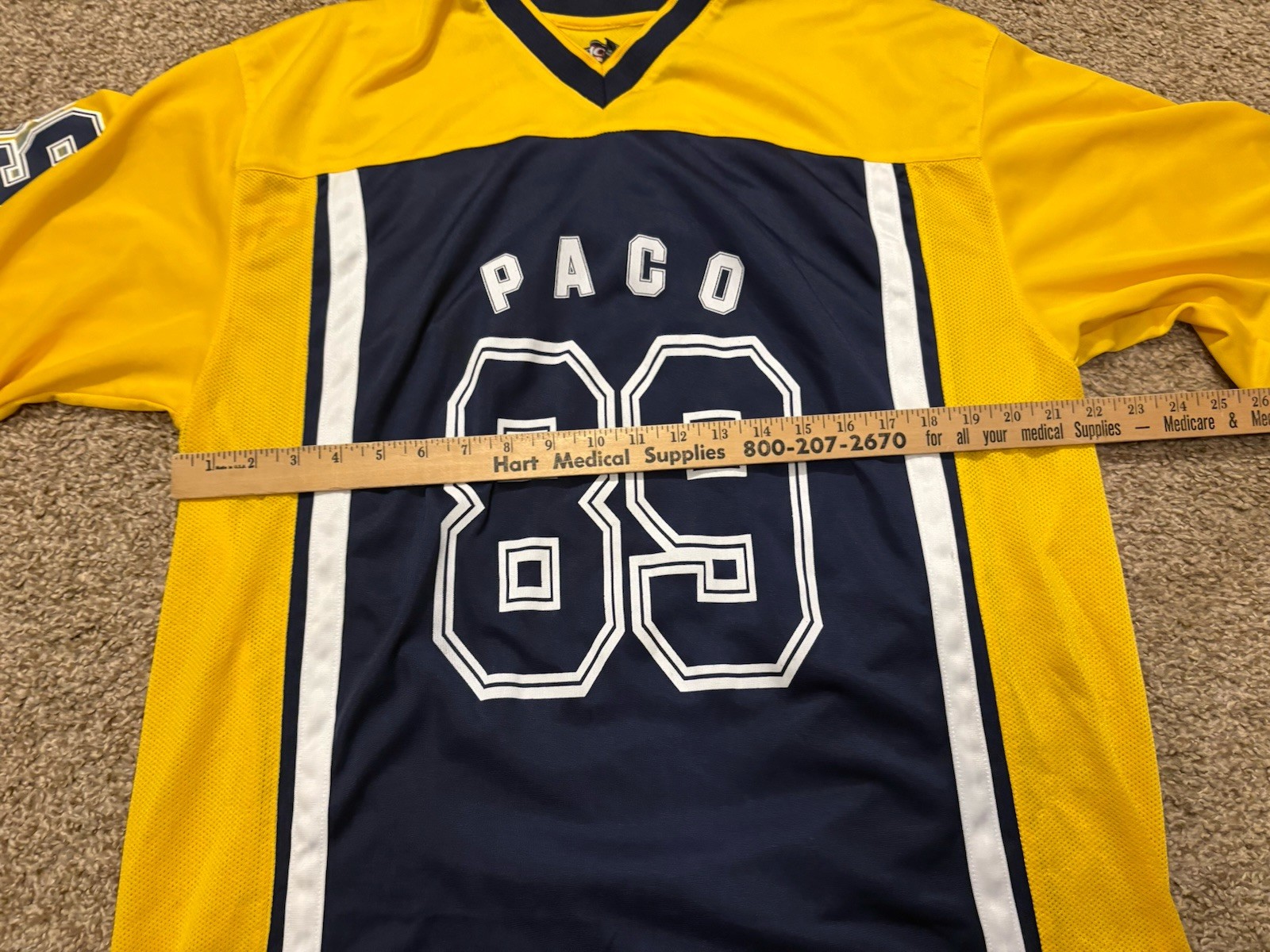 PACO Sport Football Jersey 89 Yellow Blue Mesh V-Neck Y2K Streetwear XL gallery