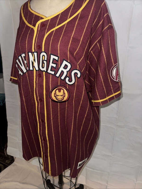 NEW BOX LUNCH MARVEL AVENGERS STARK #63 PIN STRIPED BASEBALL JERSEY SHIRT 2X NWT gallery